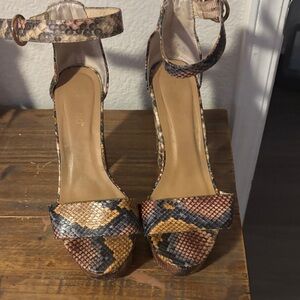 BAMBOO Multicolor Snakeskin Heels